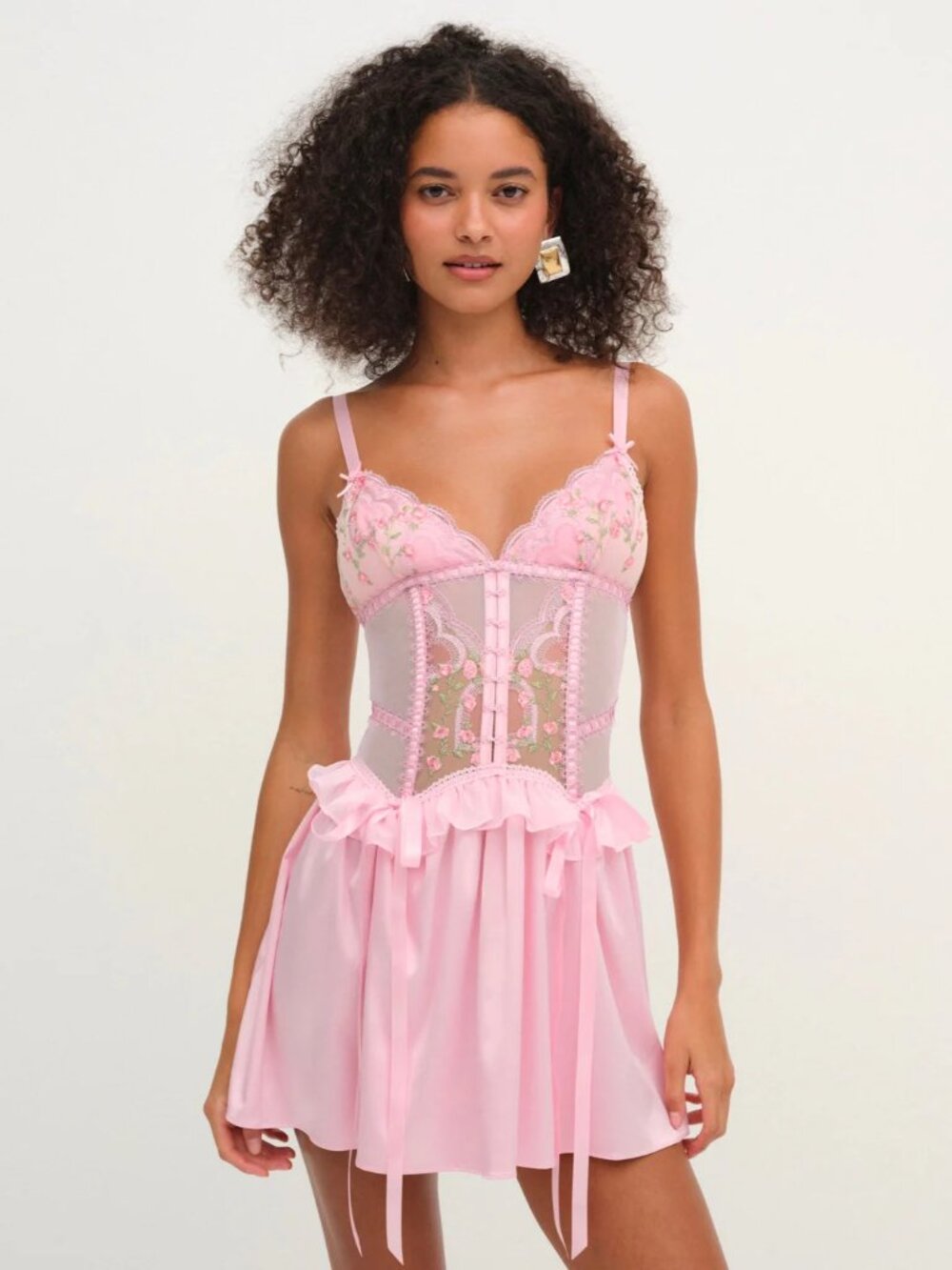 For Love & Lemons ILY Embroidery Slip Dress | Pink | Fairy | S | NWT - Picture 10 of 11